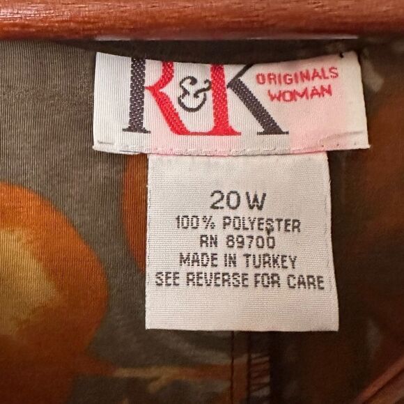 R&K Vintage Shift Brown Floral Size 20 Round Neck Summer Casual Maxi Sun Dress - Picture 3 of 5